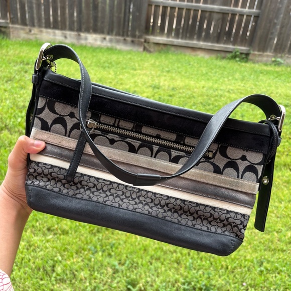 Coach East/West Patchwork Striped Shoulder Bag & Wristlet Set - Picture 8 of 8